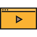 Music And Multimedia, video player, Multimedia Option, interface, Multimedia, Play button, movie Goldenrod icon