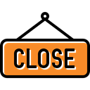 Close, Shop, commerce, sign, store, Closed, signs Black icon