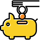 Business, coin, save, commerce, piggy bank, savings, Money, funds Gold icon
