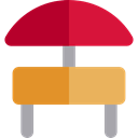 table, Furniture And Household, Rest Area, Sun Umbrella Black icon