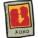 lovely, love, Romanticism, romantic, kiss, Polaroid, Valentines Day DarkGray icon