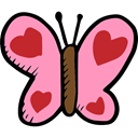 Animals, Valentines Day, butterfly, Moths, Hearts, insect LightPink icon