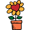 pot, Botanical, garden, nature, Valentines Day, Flower Black icon