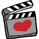 romantic, movie, cinema, Clapperboard, love, Heart, Valentines Day Black icon