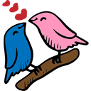 Sparrow, birds, Lovers, love, Animals, bird, loving, Valentines Day, Heart Black icon