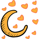 romantic, love, night, Valentines Day, Hearts, Moon, nature Black icon