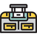 Bag, luggage, tools, travel, baggage Black icon