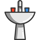 Sink, hygiene, Furniture And Household, wash, bathroom, washing, water Black icon