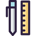 pencil, ruler, Measuring, School Material, education DarkSlateGray icon