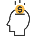 head, Cost, employee, Money, user Black icon