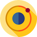 planets, nature, universe, education, sun, solar system, space Gold icon