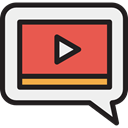 web, video player, video, Music And Multimedia, Videocall, chat bubble, speech bubble, Chat WhiteSmoke icon