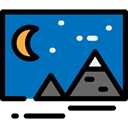 night, Stars, Moon, natural, sky, nature, mountains, landscape DarkCyan icon