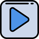 Play button, Arrows, Music And Multimedia, movie, play, Multimedia Option, music player, Multimedia, video player Gainsboro icon