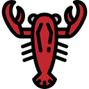 Animal, food, Animals, lobster, Sea Life Black icon
