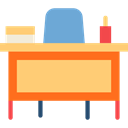 Classroom, education, Chair, Teacher Desk Khaki icon
