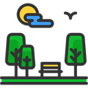 Park, nature, Bench, urban, trees, Seat, Comfortable DarkSlateGray icon