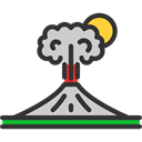 Eruption, nature, Disaster, volcano, dangerous Black icon