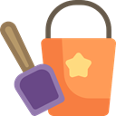 Bucket, childhood, shovel, Tools And Utensils, Kid And Baby, Sand Bucket, Summertime, leisure, Beach SandyBrown icon