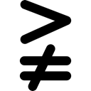 mathematical, mathematics, maths, sign, symbols, signs, symbol, Greater But Not Equal Black icon