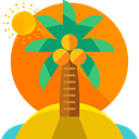 tropical, Summertime, Palm Tree, Botanical, weather, nature, Beach, summer DarkOrange icon