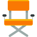 cinema, tool, Director, Seat, Chair, furniture, entertainment, outline, Chairs, Furniture And Household DarkOrange icon