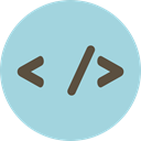 Coding, symbol, signs, programming language, Computer LightBlue icon