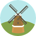 landmark, Monuments, Architectonic, Kinderdijk Windmills PaleTurquoise icon