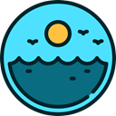 sea, landscape, waves, sun, nature Turquoise icon