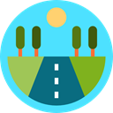 Clouds, nature, landscape, Road, trees Turquoise icon