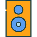 music, sound, speaker, Audio, loudspeaker, technology, electronics, speakers, subwoofer, music speaker, woofer, Furniture And Household Orange icon