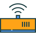 wi-fi, technology, electronics, networking, internet, Connection, Modem, wireless Orange icon