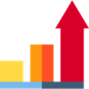 graphics, Benefits, Arrow, Business, Stats, Diagram, statistics, graphic, growth, Bar chart Crimson icon