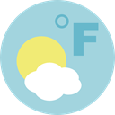 sun, weather, Cloudy, temperature, Fahrenheit LightBlue icon