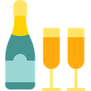 Glasses, party, Alcohol, food, champagne, Celebration, Champagne Glass, Alcoholic Drinks, Food And Restaurant Black icon