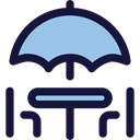 Umbrella, Restaurant, terrace, Chairs, Sun Umbrella, Furniture And Household MidnightBlue icon