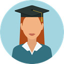 education, student, Avatar, Graduate, Femenine, Professions And Jobs, user, Girl LightBlue icon