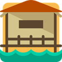 buildings, Beach, Holidays, summer, vacations, real estate, Beach House DarkOliveGreen icon
