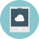 Multimedia, Tablet, Data, interface, storage, electronics, Cloud computing, Multimedia Option SkyBlue icon
