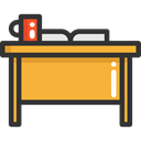 education, Chair, Classroom, Teacher Desk, Furniture And Household Goldenrod icon