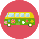 van, vintage, Automobile, hippie, transportation, transport, vehicle IndianRed icon