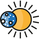 partial, Covering, Partially, Eclipses, Moon, sun, weather, Eclipse, space, Astral Black icon