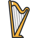 musical instrument, Orchestra, String Instrument, Music And Multimedia, music, Harp Black icon