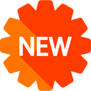 star, new, Design, shapes, Badge, sticker, signs, Badges, Commerce And Shopping OrangeRed icon