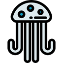 jellyfish, Aquatic, Sea Life, Animal, Animals, Aquarium Black icon