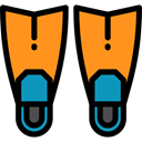 Sports And Competition, flippers, fashion, Dive, Flipper, sports, swimming, Diving, fins DarkOrange icon