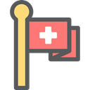 flag, medical, cross, hospital, Clinic, First aid, Maps And Flags, Health Care, Health Clinic, Hospitals, Healthcare And Medical DimGray icon