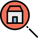 Home, house, real estate, search, magnifying glass, buildings, Searching Black icon