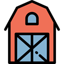 Farm, gardening, real estate, Barn, buildings Coral icon