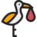 people, bird, baby, Animals, Stork, newborn, Birth, Kid And Baby Black icon